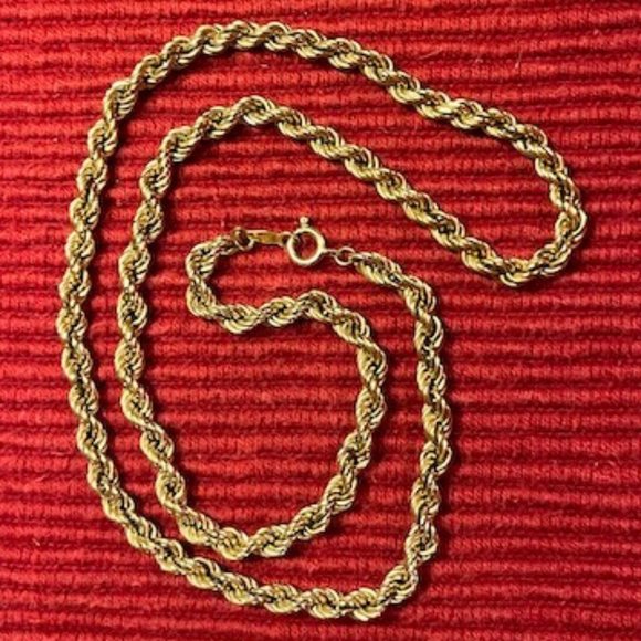 14KT Yellow Gold 4mm Rope Necklace- 18 inch